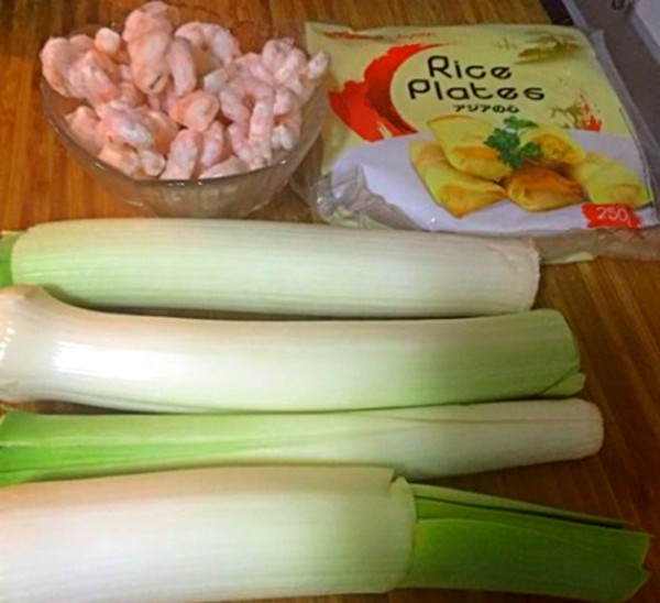 Recetas sanas - Rollitos de puerros y gambas